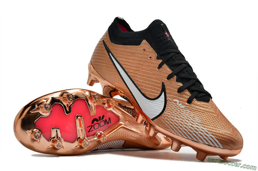 Nike Air Zoom Mercurial Vapor 15 Elite FG Low-Tops Soccer Cleats - Gold/White/Black 3