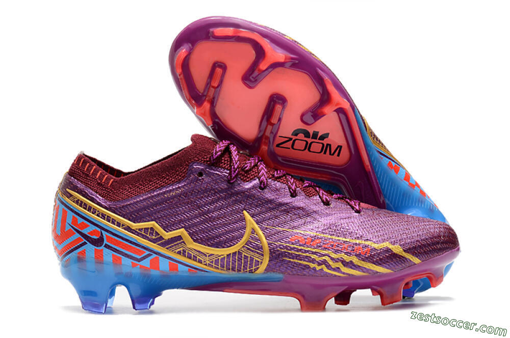 Nike Air Zoom Mercurial Vapor 15 Elite FG Low-Tops Soccer Cleats - Purple/Blue/Gold 0