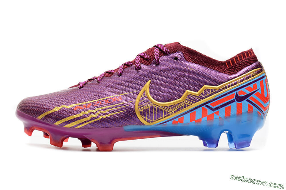 Nike Air Zoom Mercurial Vapor 15 Elite FG Low-Tops Soccer Cleats - Purple/Blue/Gold 2