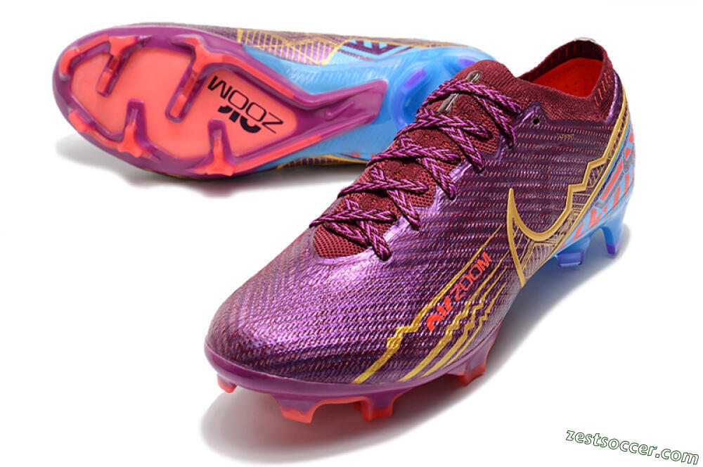Nike Air Zoom Mercurial Vapor 15 Elite FG Low-Tops Soccer Cleats - Purple/Blue/Gold 3