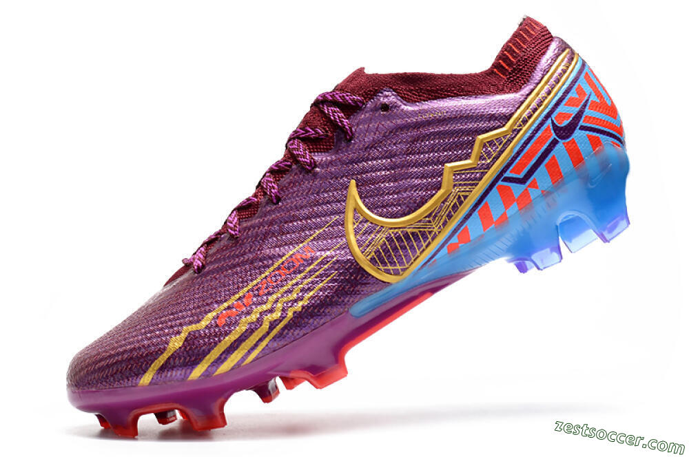 Nike Air Zoom Mercurial Vapor 15 Elite FG Low-Tops Soccer Cleats - Purple/Blue/Gold 5