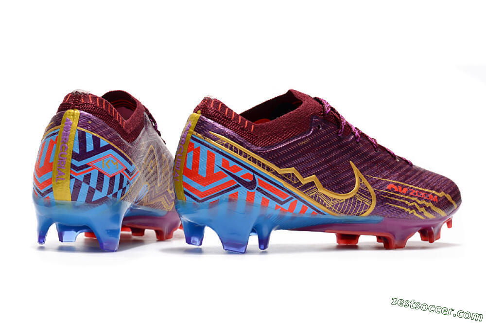 Nike Air Zoom Mercurial Vapor 15 Elite FG Low-Tops Soccer Cleats - Purple/Blue/Gold 6