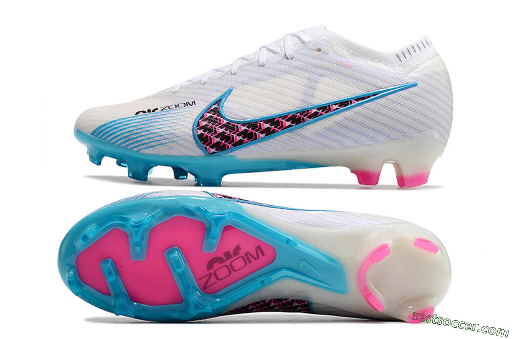 Nike Air Zoom Mercurial Vapor 15 Elite FG Low-Tops Soccer Cleats - White/Blue/Pink 1