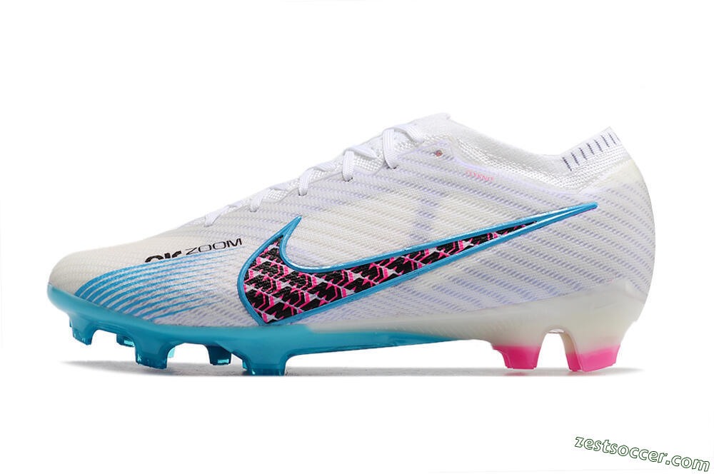 Nike Air Zoom Mercurial Vapor 15 Elite FG Low-Tops Soccer Cleats - White/Blue/Pink 2