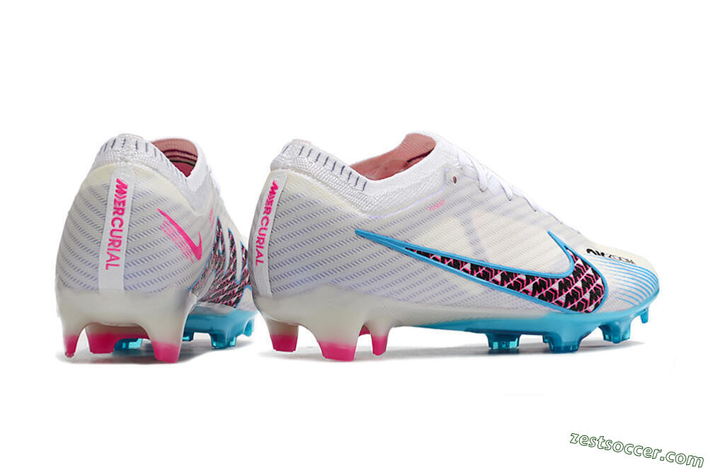 Nike Air Zoom Mercurial Vapor 15 Elite FG Low-Tops Soccer Cleats - White/Blue/Pink 6