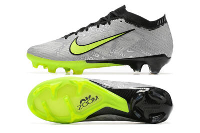 Nike Air Zoom Mercurial Vapor 15 Elite FG Low-Tops Soccer Cleats - Silver/Green