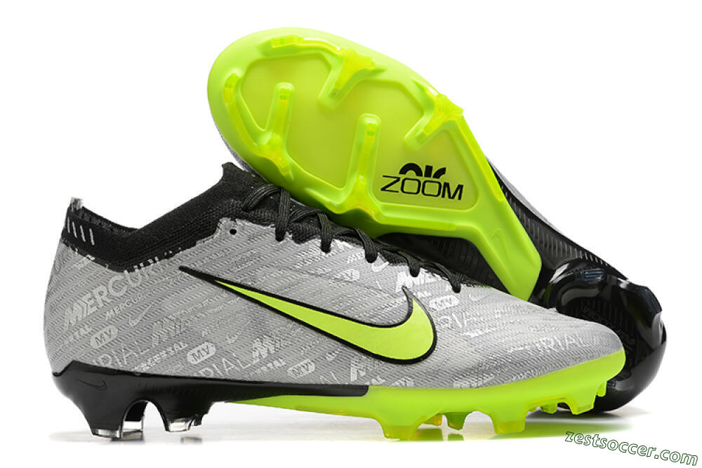Nike Air Zoom Mercurial Vapor 15 Elite FG Low-Tops Soccer Cleats - Silver/Green 0