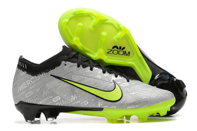 Nike Air Zoom Mercurial Vapor 15 Elite FG Low-Tops Soccer Cleats - Silver/Green
