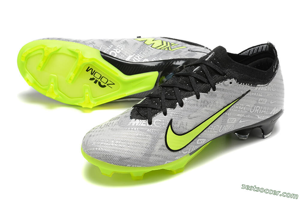 Nike Air Zoom Mercurial Vapor 15 Elite FG Low-Tops Soccer Cleats - Silver/Green 3