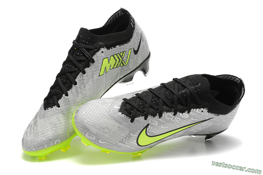 Nike Air Zoom Mercurial Vapor 15 Elite FG Low-Tops Soccer Cleats - Silver/Green 6