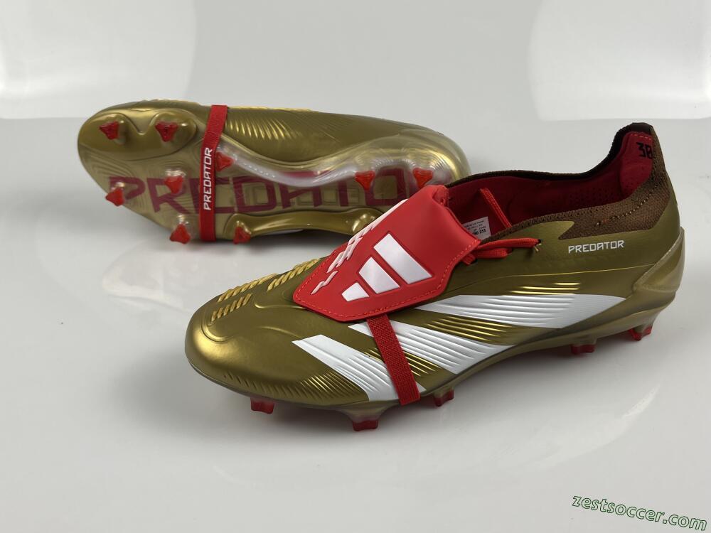 Adidas Predator Elite Foldover Tongue FG Low-Tops Soccer Cleats - Gold/White/Red
