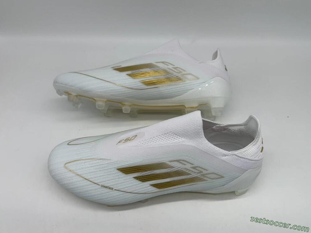 Adidas F50+ Adizero FG Low-Tops Soccer Cleats - White/Gold