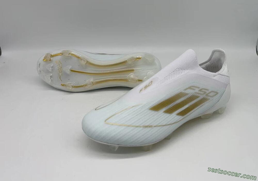 Adidas F50+ Adizero FG Low-Tops Soccer Cleats - White/Gold