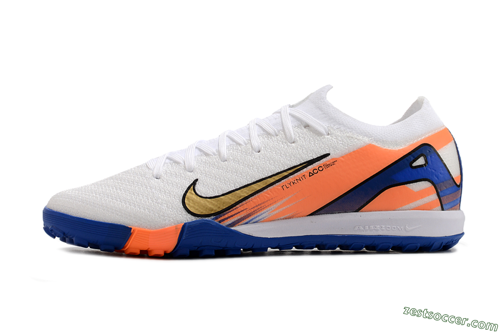 Nike Air Zoom Mercurial Vapor 16 Elite TF Low-Tops Soccer Shoes - White/Orange/Blue 2