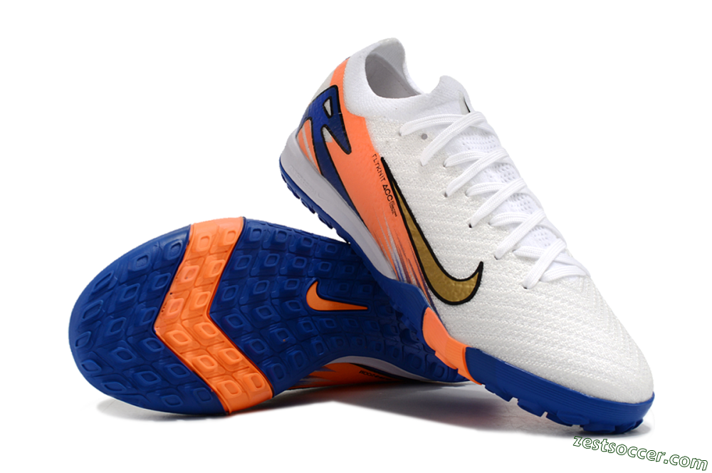 Nike Air Zoom Mercurial Vapor 16 Elite TF Low-Tops Soccer Shoes - White/Orange/Blue 1
