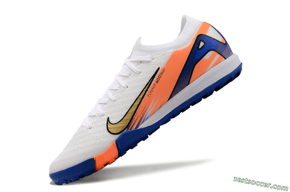 Nike Air Zoom Mercurial Vapor 16 Elite TF Low-Tops Soccer Shoes - White/Orange/Blue 5