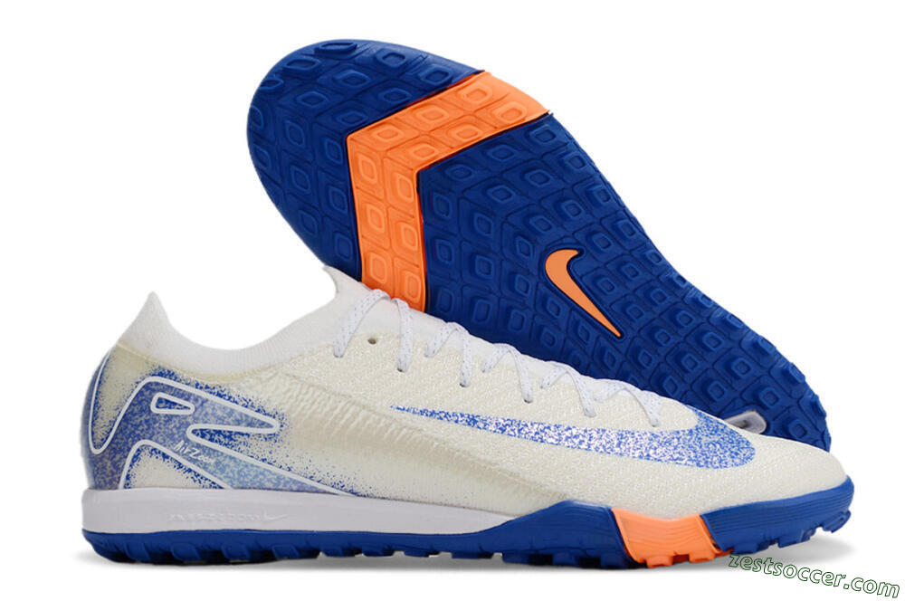 Nike Air Zoom Mercurial Vapor 16 Elite TF Low-Tops Soccer Shoes - White/Blue/Orange 0