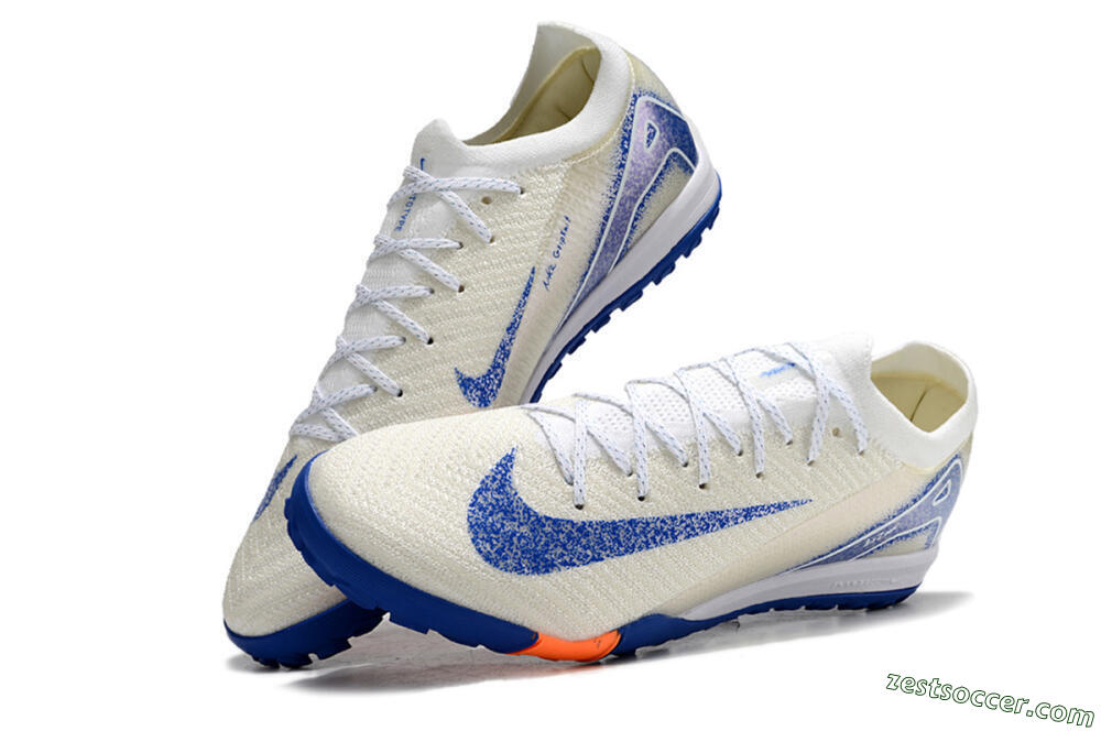 Nike Air Zoom Mercurial Vapor 16 Elite TF Low-Tops Soccer Shoes - White/Blue/Orange 5