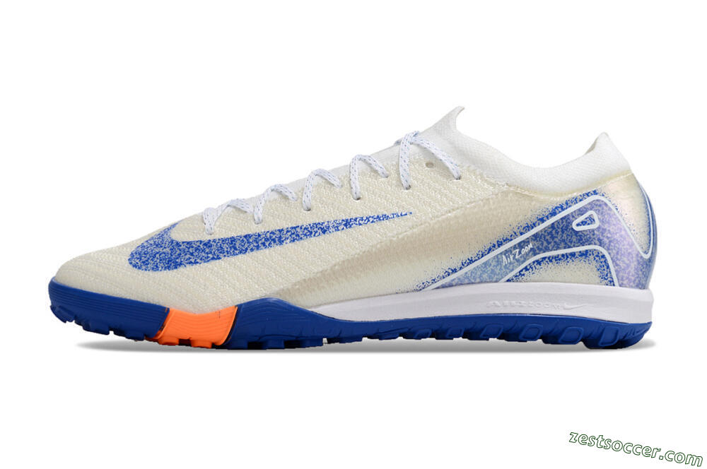 Nike Air Zoom Mercurial Vapor 16 Elite TF Low-Tops Soccer Shoes - White/Blue/Orange 2