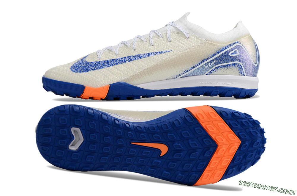Nike Air Zoom Mercurial Vapor 16 Elite TF Low-Tops Soccer Shoes - White/Blue/Orange 1