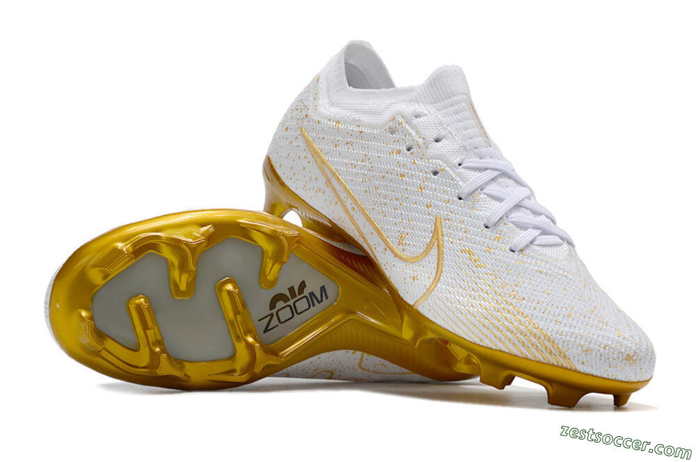 Nike Air Zoom Mercurial Vapor 15 Elite FG Low-Tops Soccer Cleats - White/Gold 1