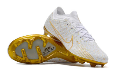 Nike Air Zoom Mercurial Vapor 15 Elite FG Low-Tops Soccer Cleats - White/Gold