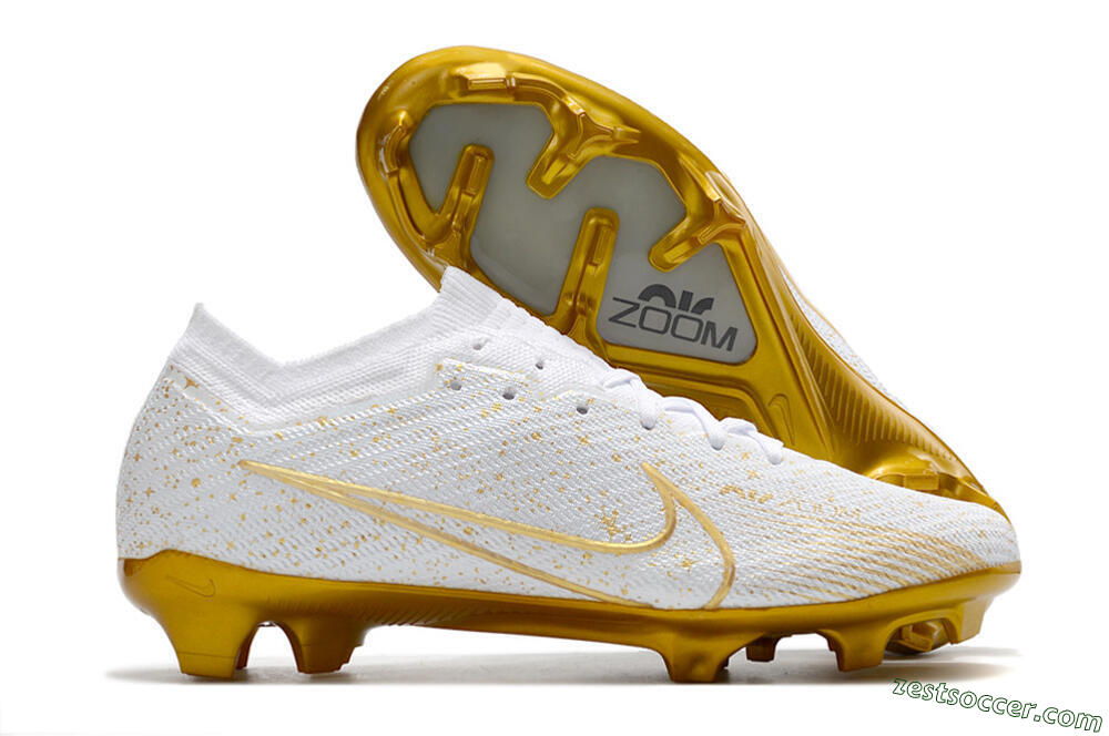 Nike Air Zoom Mercurial Vapor 15 Elite FG Low-Tops Soccer Cleats - White/Gold 0