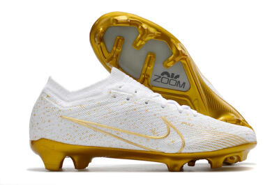 Nike Air Zoom Mercurial Vapor 15 Elite FG Low-Tops Soccer Cleats - White/Gold