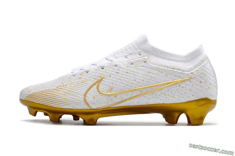 Nike Air Zoom Mercurial Vapor 15 Elite FG Low-Tops Soccer Cleats - White/Gold 2