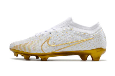Nike Air Zoom Mercurial Vapor 15 Elite FG Low-Tops Soccer Cleats - White/Gold
