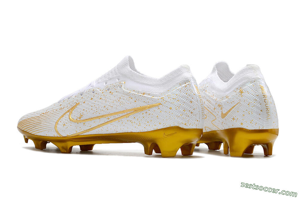 Nike Air Zoom Mercurial Vapor 15 Elite FG Low-Tops Soccer Cleats - White/Gold 4