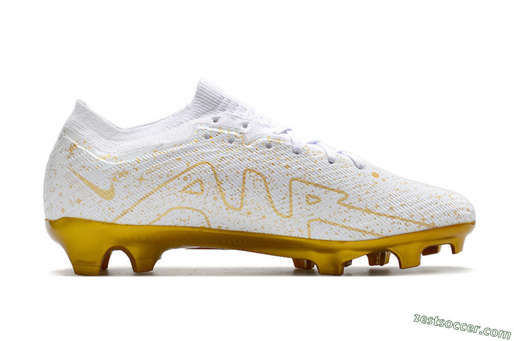 Nike Air Zoom Mercurial Vapor 15 Elite FG Low-Tops Soccer Cleats - White/Gold 5