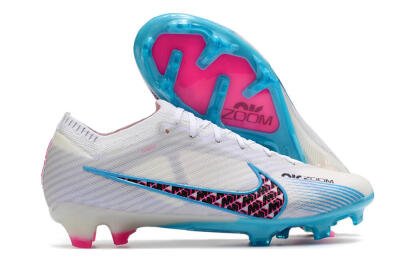 Nike Air Zoom Mercurial Vapor 15 Elite FG Low-Tops Soccer Cleats - White/Blue/Black/Pink