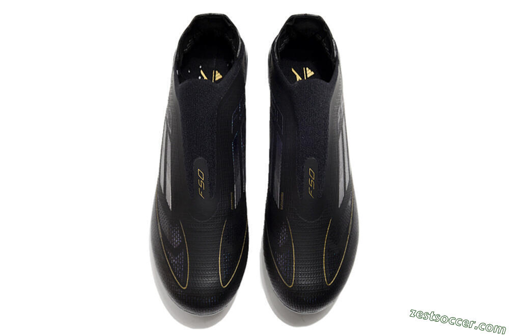 Adidas F50+ Adizero FG Low-Tops Soccer Cleats - Black/Purple/Gold 4