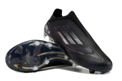 Adidas F50+ Adizero FG Low-Tops Soccer Cleats - Black/Purple/Gold