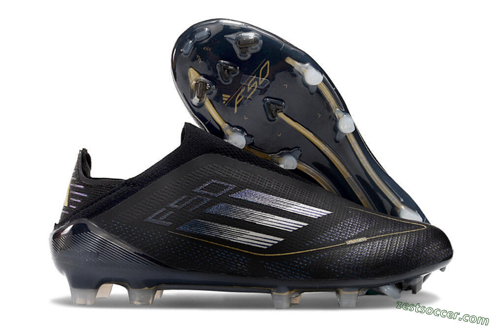 Adidas F50+ Adizero FG Low-Tops Soccer Cleats - Black/Purple/Gold 0