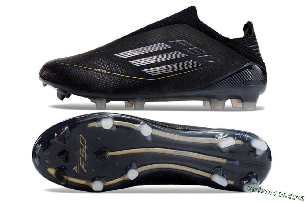 Adidas F50+ Adizero FG Low-Tops Soccer Cleats - Black/Purple/Gold 1