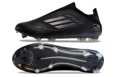 Adidas F50+ Adizero FG Low-Tops Soccer Cleats - Black/Purple/Gold
