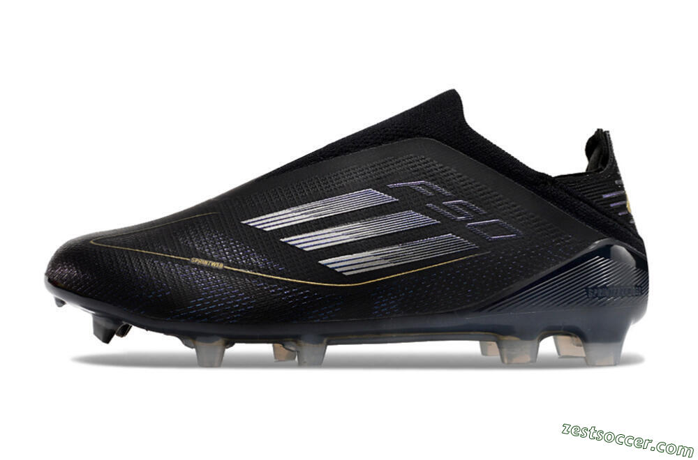 Adidas F50+ Adizero FG Low-Tops Soccer Cleats - Black/Purple/Gold 2