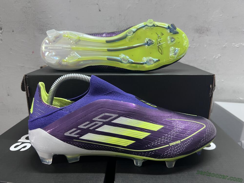 Adidas F50+ Adizero FG Low-Tops Soccer Cleats - Purple/Yellow/Blue