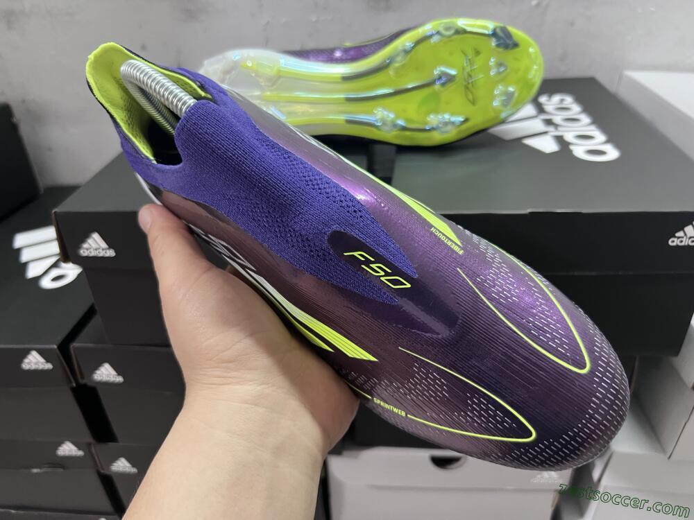 Adidas F50+ Adizero FG Low-Tops Soccer Cleats - Purple/Yellow/Blue