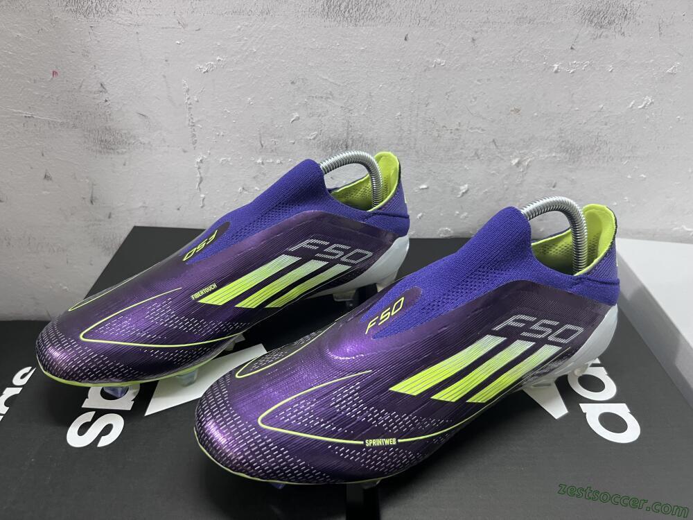 Adidas F50+ Adizero FG Low-Tops Soccer Cleats - Purple/Yellow/Blue