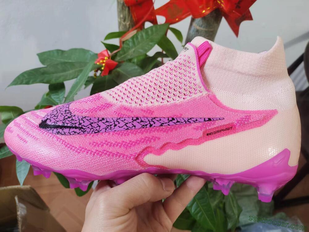 Nike Phantom GX Elite DF Link FG High-Tops Soccer Cleats - Pink/Black/Gold