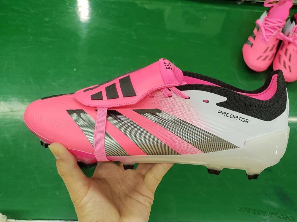 Adidas Predator Elite Foldover Tongue FG Low-Tops Soccer Cleats - Pink/Grey/White