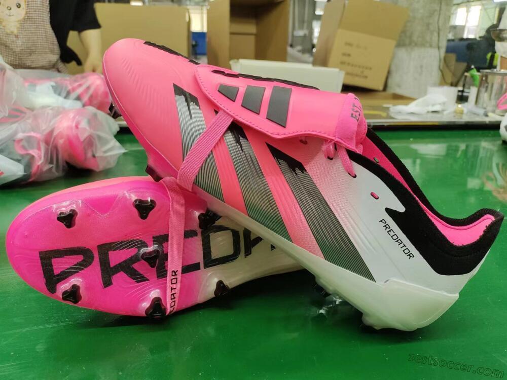 Adidas Predator Elite Foldover Tongue FG Low-Tops Soccer Cleats - Pink/Grey/White