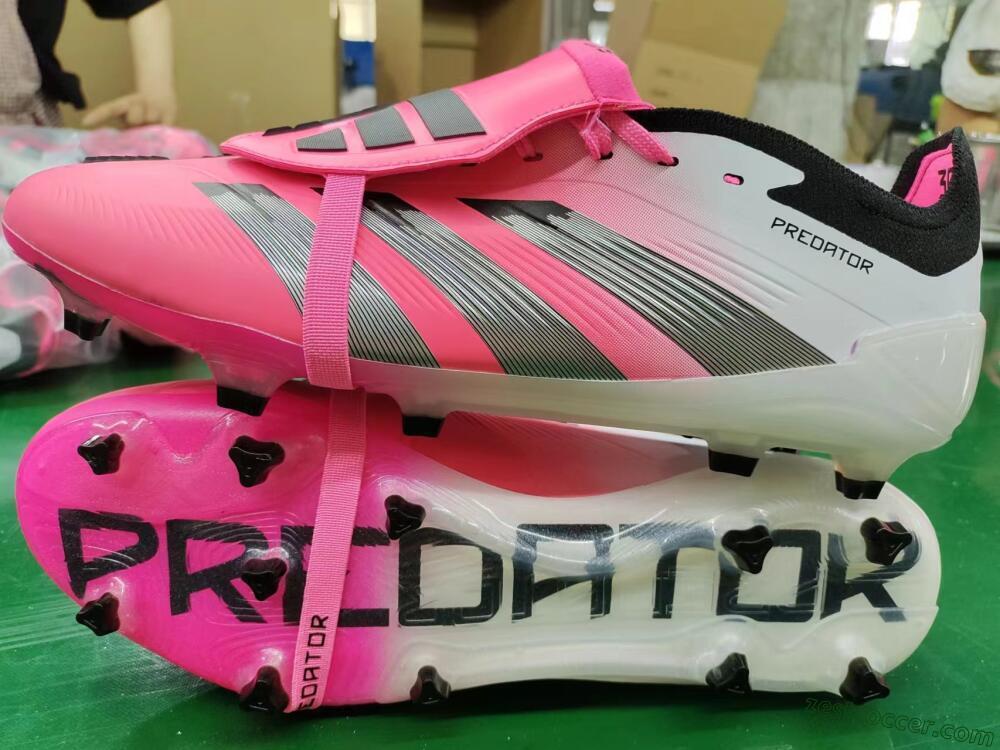 Adidas Predator Elite Foldover Tongue FG Low-Tops Soccer Cleats - Pink/Grey/White