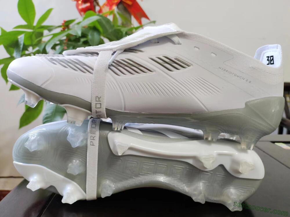 Adidas Predator Elite Foldover Tongue FG Low-Tops Soccer Cleats - White/Grey