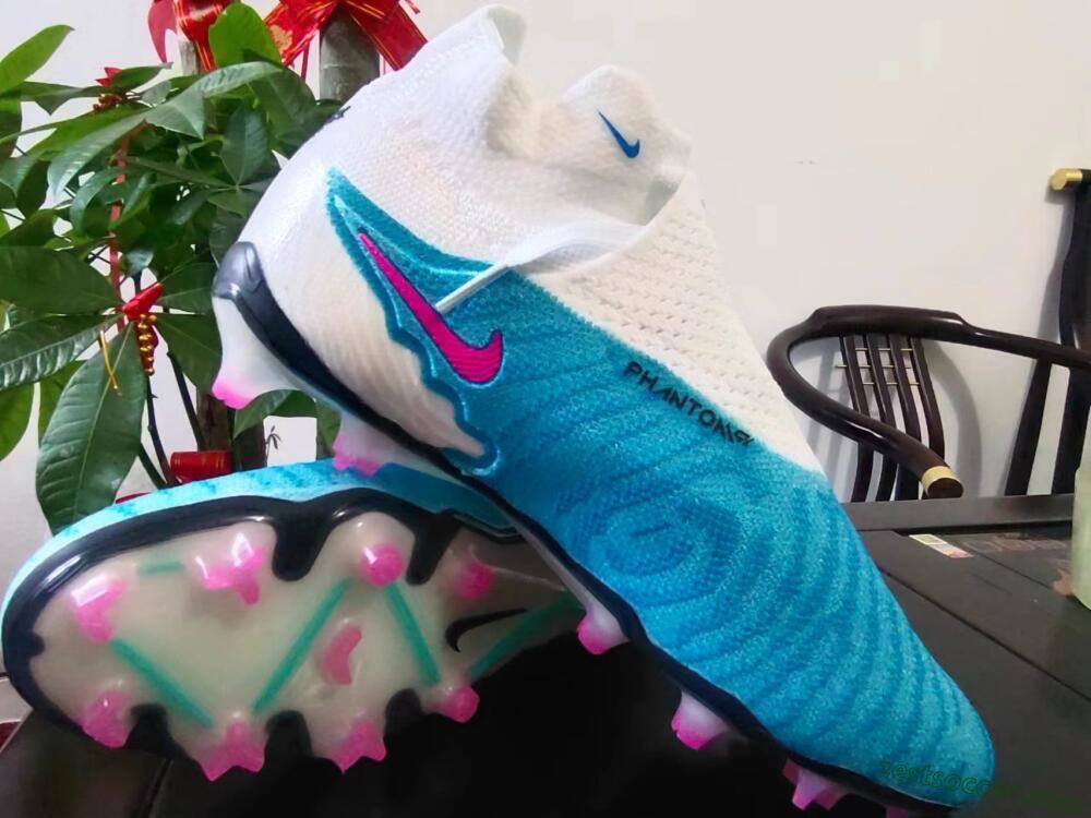 Nike Phantom GX Elite DF FG High-Tops Soccer Cleats - Blue/Pink/White