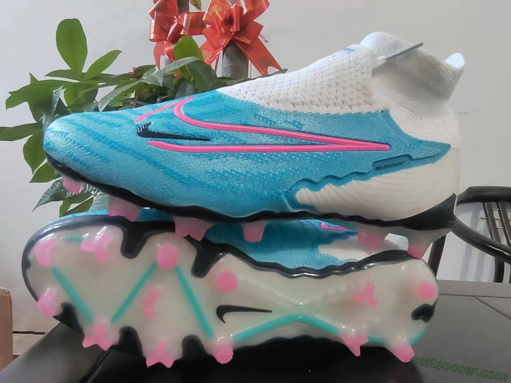 Nike Phantom GX Elite DF FG High-Tops Soccer Cleats - Blue/Pink/White