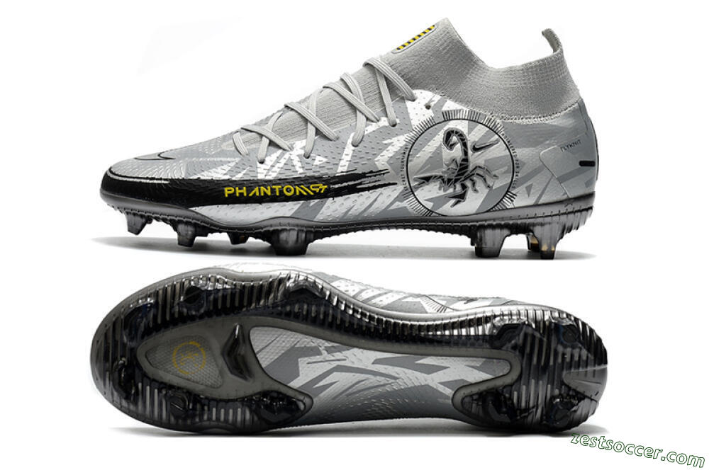 Nike Phantom Scorpion Elite DF FG High-Tops Soccer Cleats - Silver/Yellow/Black 1